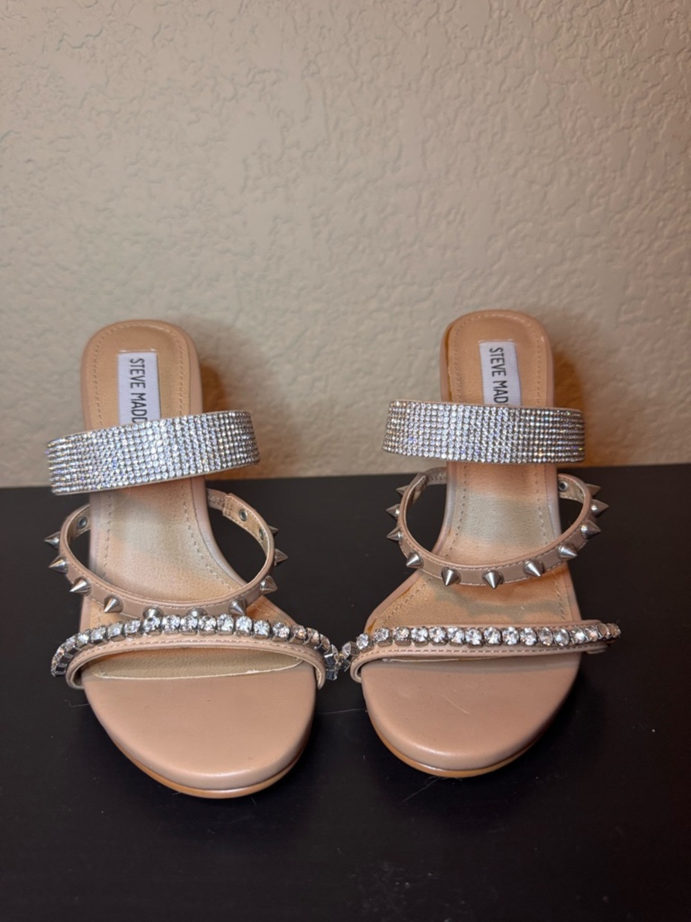 Steve Madden Nude Jeweled & Studded Slide Sandals